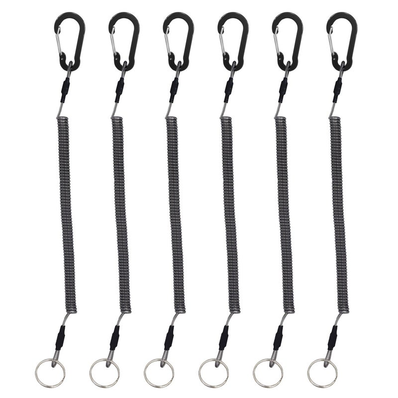 Lix&Rix Coiled Fishing Tools Lanyard Retractable Safty Tethers for Pliers Knife Flashlight Kayak Paddle Leash Keys Rope,6 pcs - Image 1